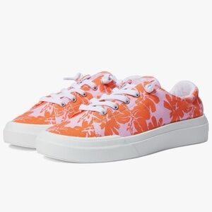 NWT New ROXY Surf Kind Kate Orange and Pink Floral Hawaiian Shoes size 11